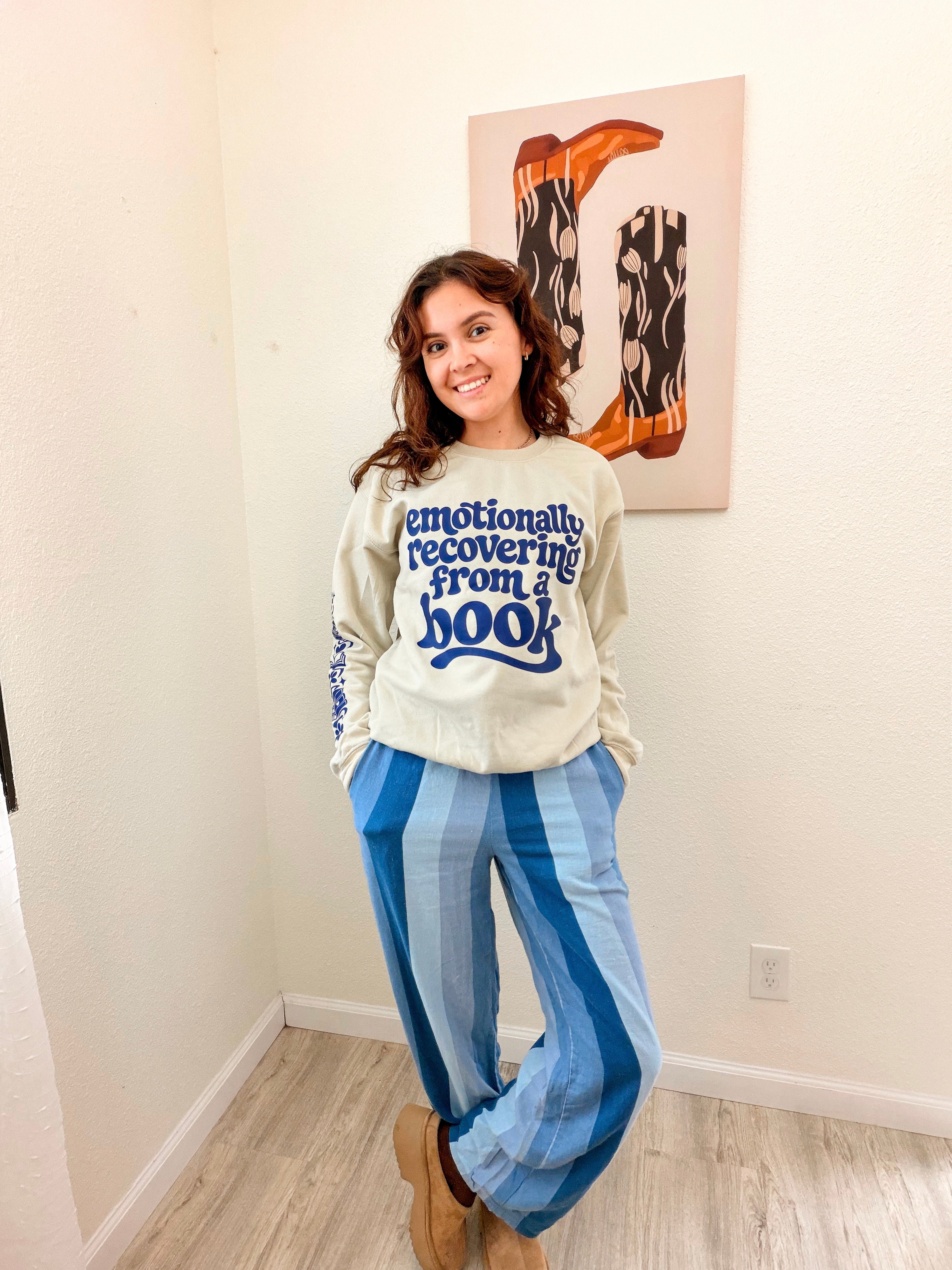 Emotionally Recovering From a Book — Bookish Crewneck with Sleeve Design