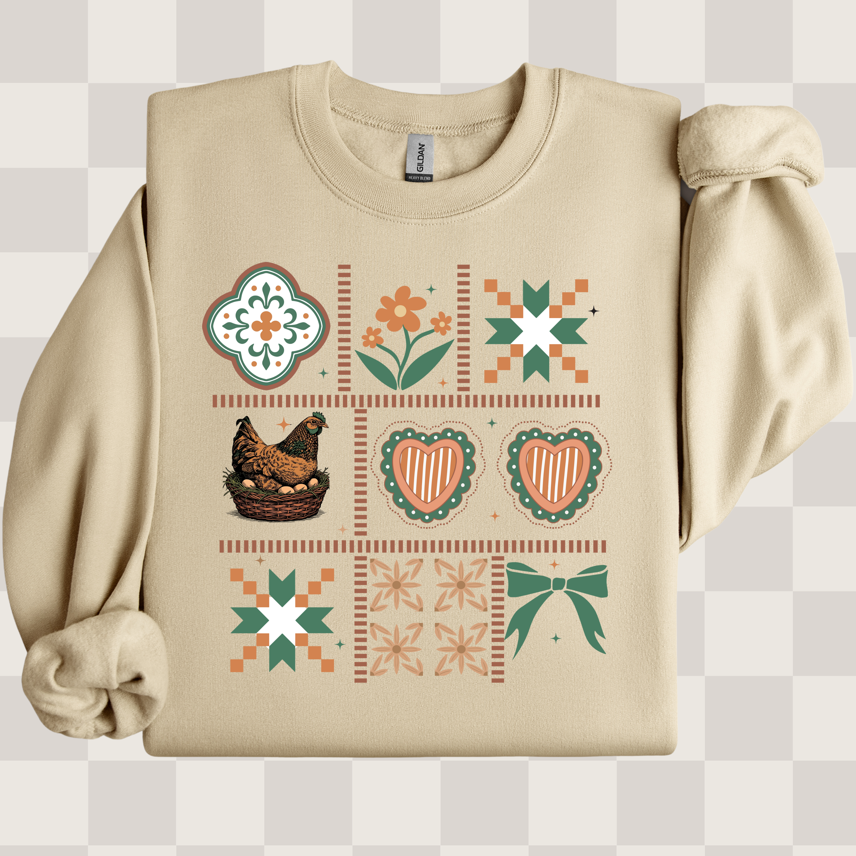 Vintage Inspired Grammy Crewneck Sweatshirt | Chicken Patchwork