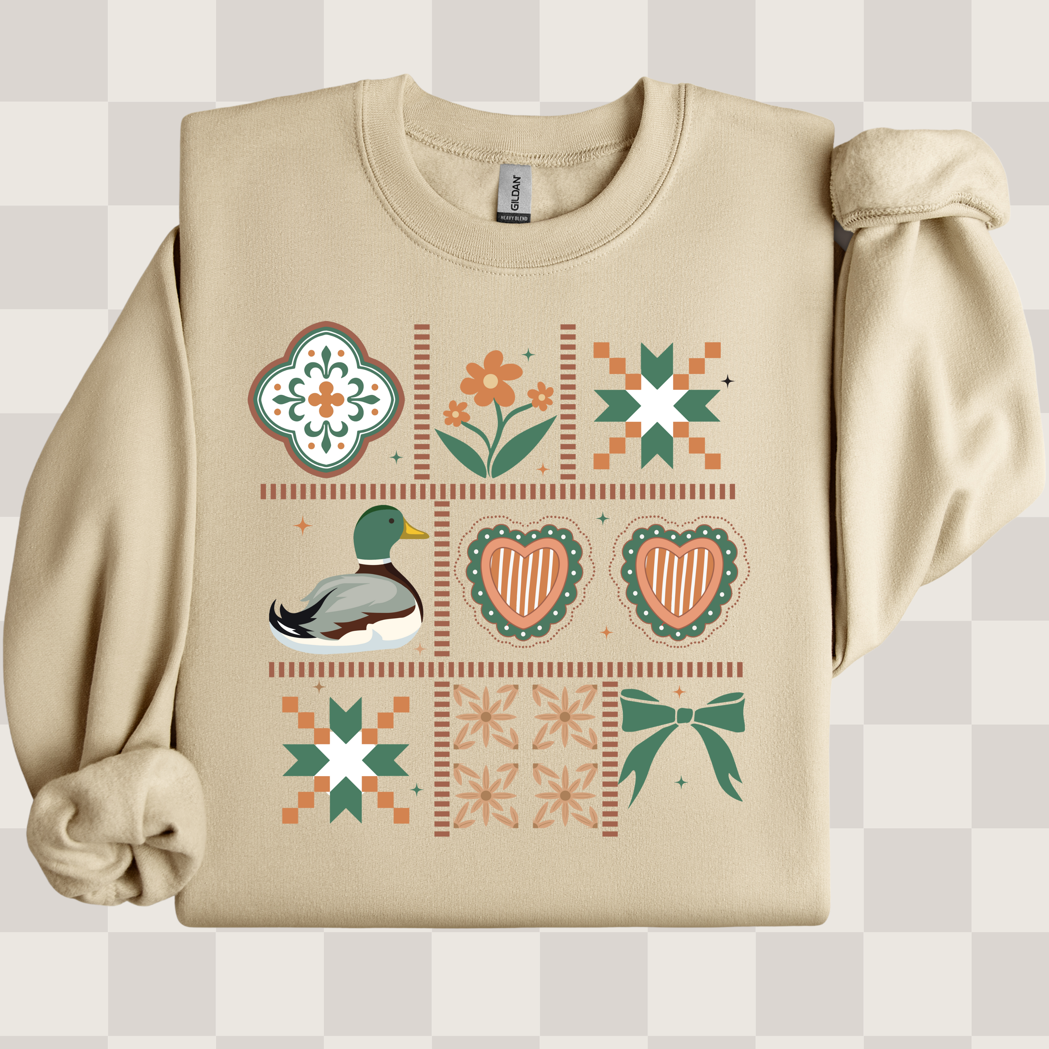 Vintage Inspired Grammy Crewneck Sweatshirt | Duck Patchwork