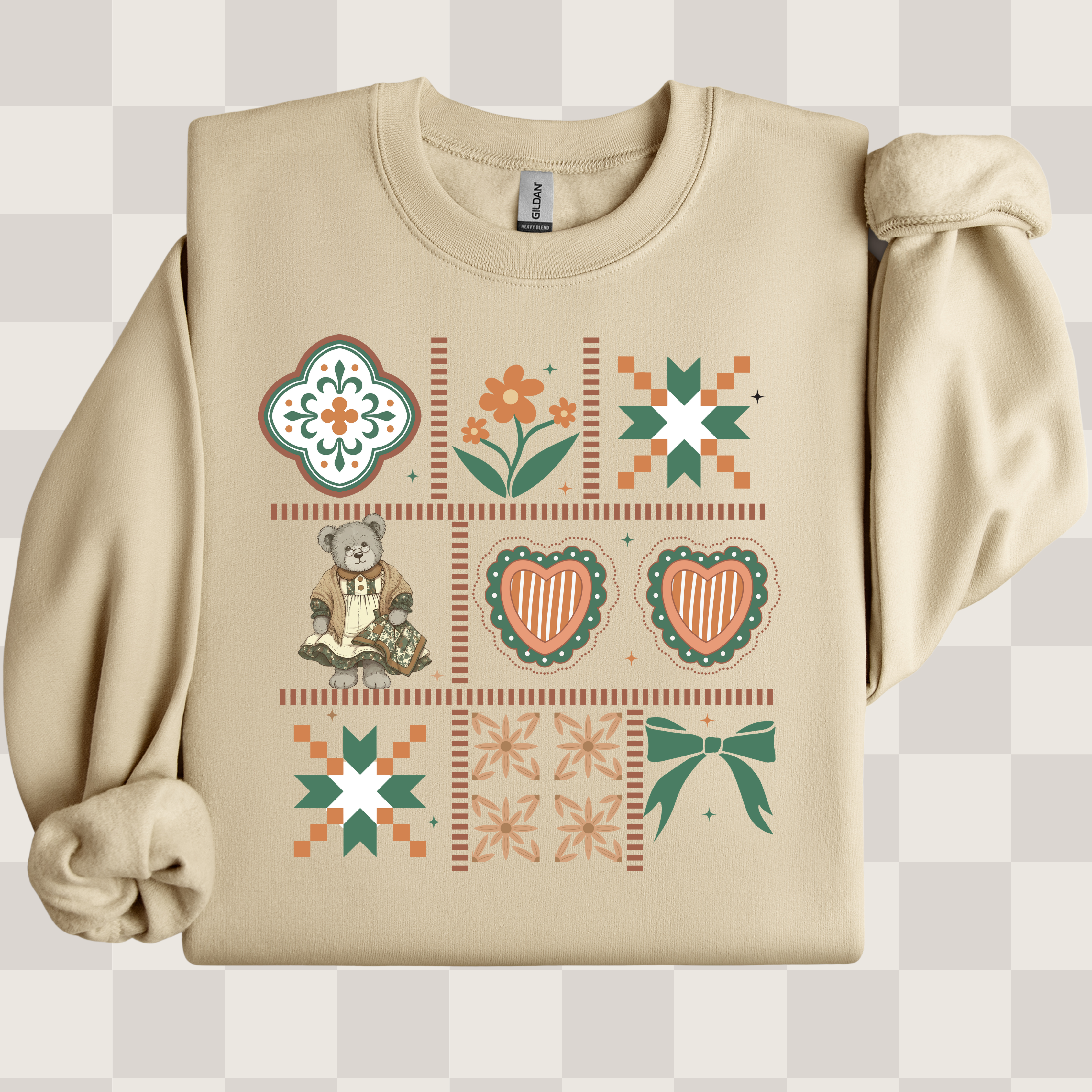 Vintage Inspired Grammy Crewneck Sweatshirt | Bear Patchwork
